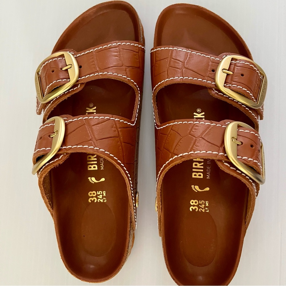 EUC Birkenstock Arizona Big Buckle Cognac Leather 38